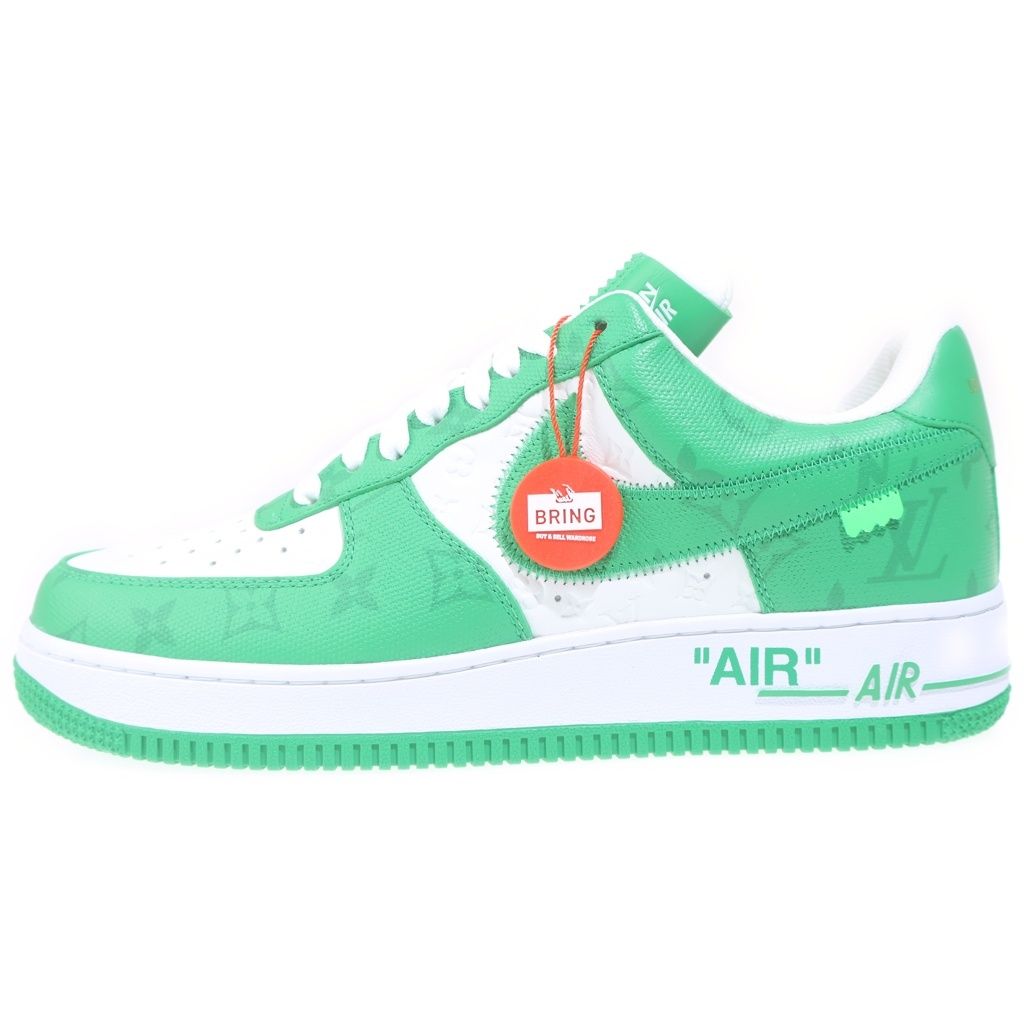 NIKE (ナイキ) ×AIR FORCE 1 LOW by Virgil Abloh ルイヴィトン エアフォース1 バージルアブロー モノグラム ローカットスニーカー ホワイト/グリーン US8.5/26.5cm 1A9V9U