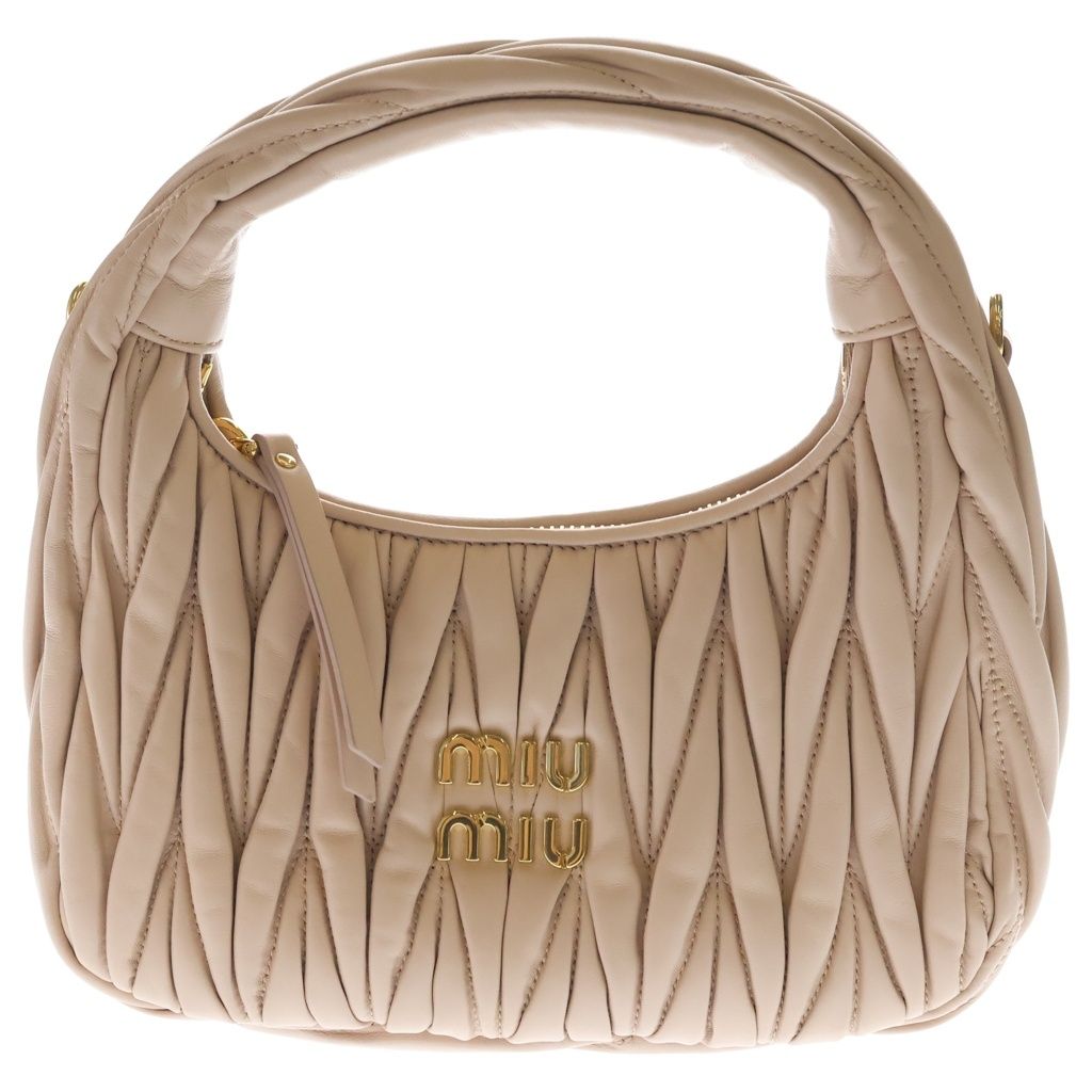 miumiu (ミュウミュウ) ワンダーマテラッセ ミニハンドバッグ ピンク レザー ゴールド金具