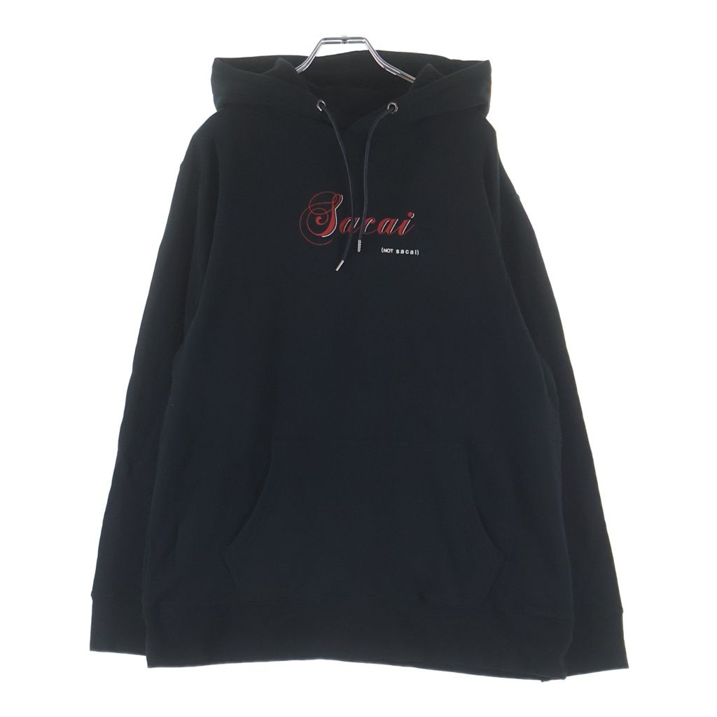 Sacai (サカイ) 19AW ×FRAGMENT DESIGN フラグメントデザイン コットン 両面プリント プルオーバーフーディー パーカー ブラック 19-02028M