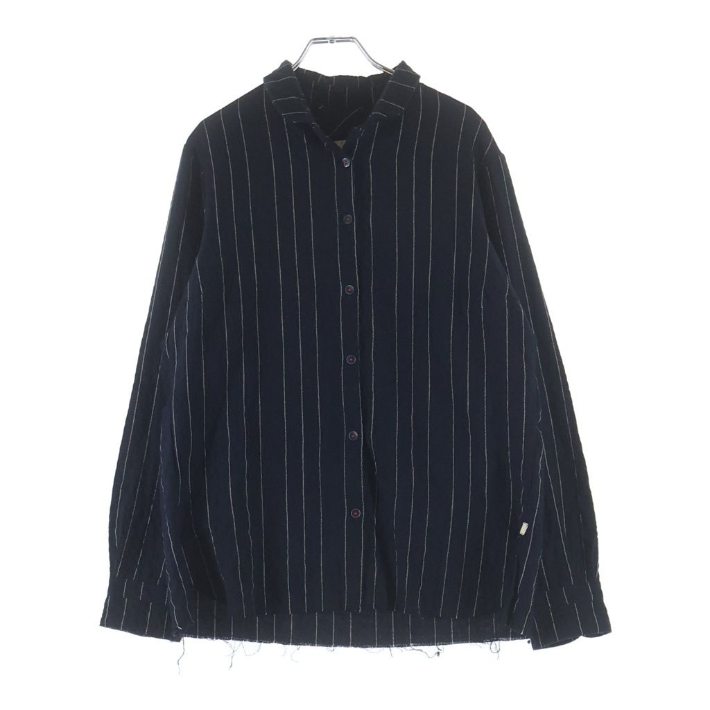 NO BRAND (ノーブランド) H+ HANNOH WESSEL (アッシュプリュス アノー ヴェセル) ストライプ コットン 長袖シャツ ネイビー/ホワイト