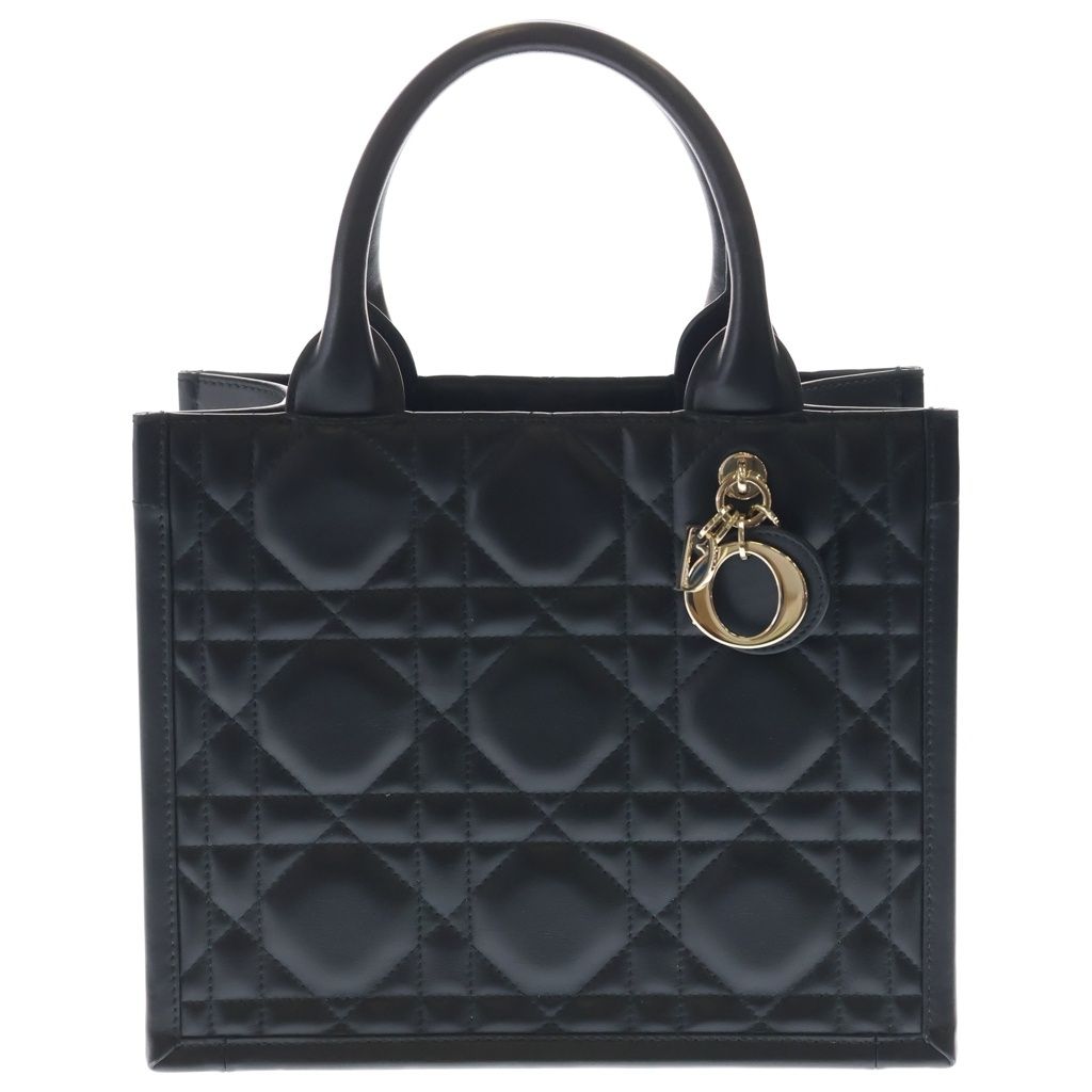 Christian Dior (クリスチャンディオール) ブックトートS カナージュ レザー 2WAY ハンド ショルダーバッグ ゴールド金具 ブラック M1325OWHP