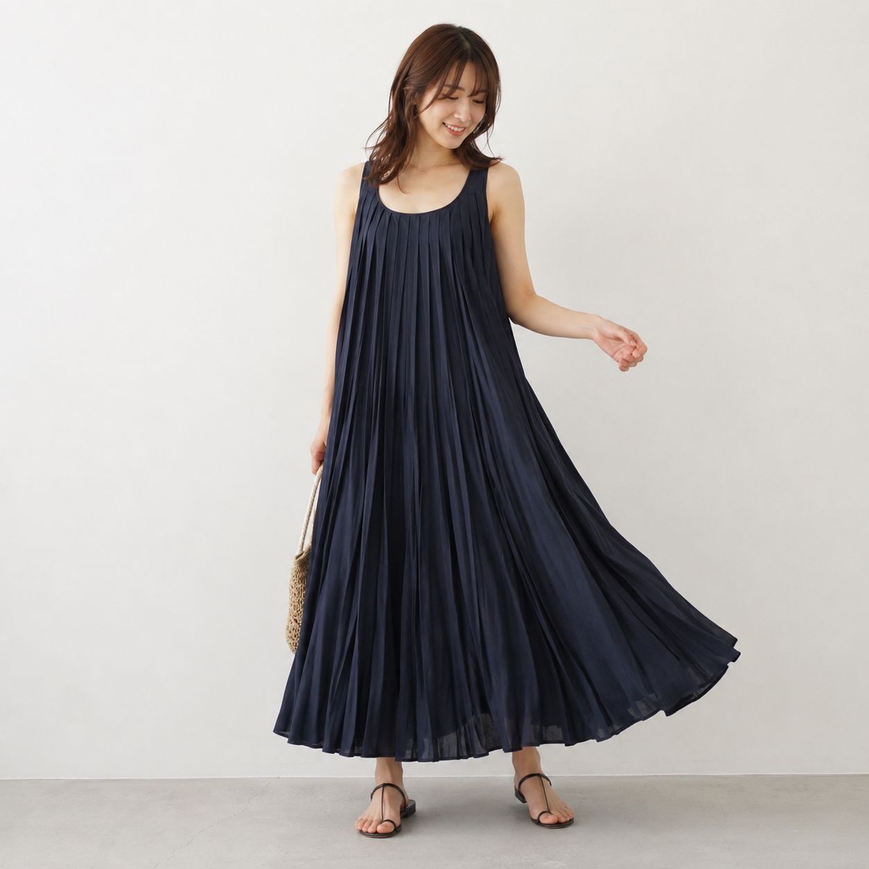 新品☆MARIHA マリハ☆海の月影のドレス ダークネイビー 36 ノースリーブ ロングマキシワンピース