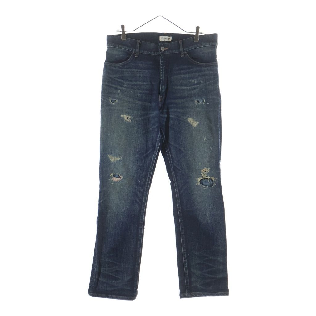 RON HERMAN DENIM (ロンハーマンデニム) ダメージ リペア加工 ストレート ジップフライ デニムパンツ インディゴ 2720600076