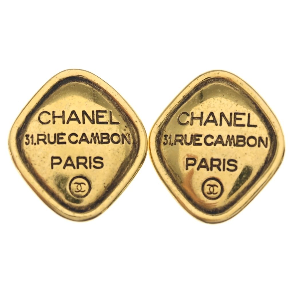 CHANEL (シャネル) カンボン プレートイヤリング ゴールド