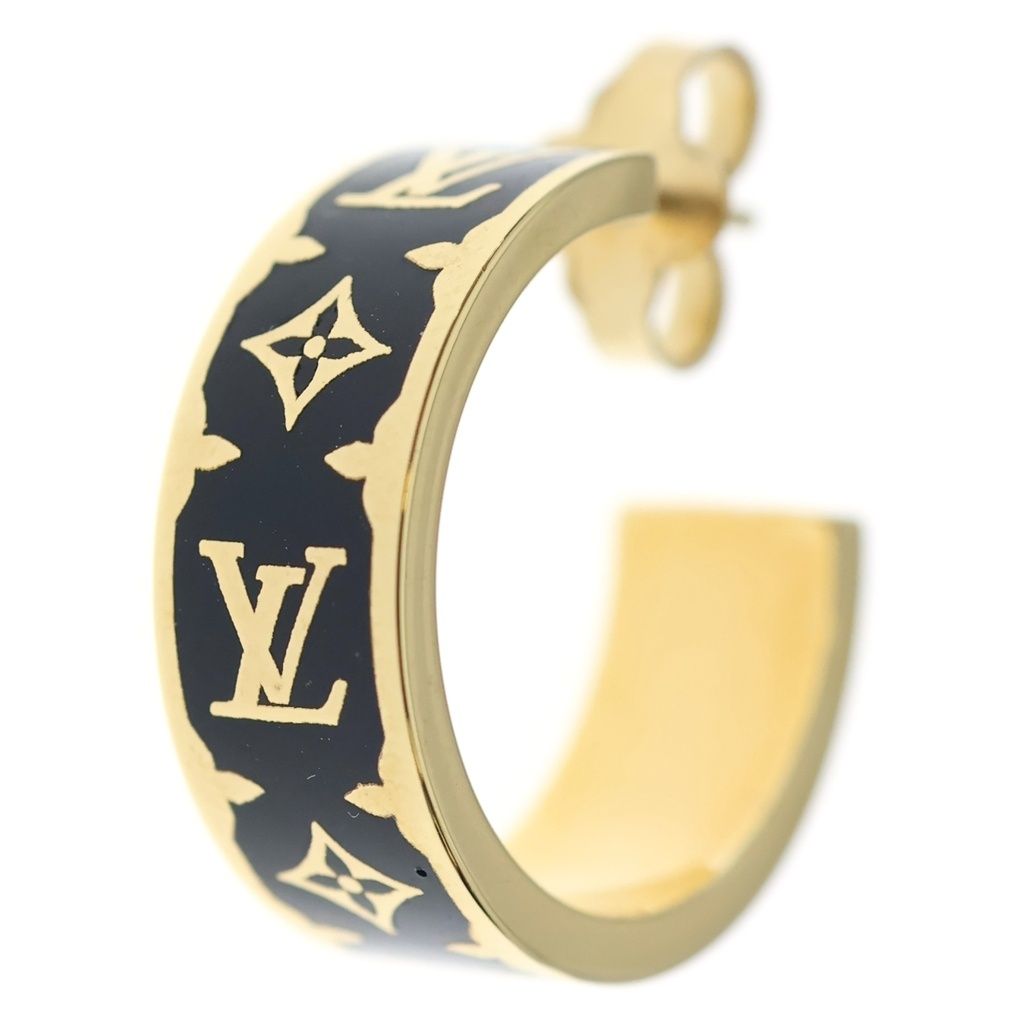 LOUIS VUITTON (ルイヴィトン) ピアス・ナノ グラム エナメル ブラック