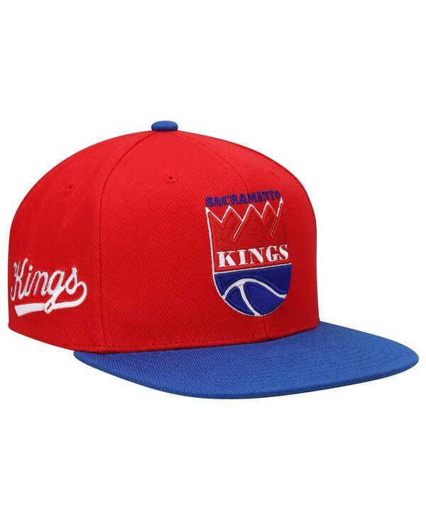 ミッチェルネス メンズ アクセサリー 帽子 Mitchell Ness Mens Red and Royal Sacramento Kings Hardwood Classics Snapback Hat Red Royal レッド