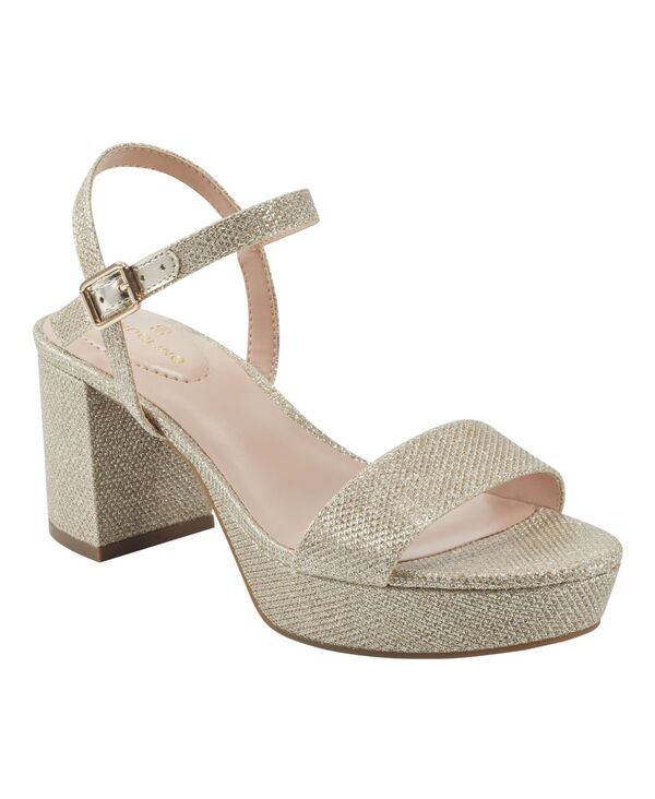 バンドリーノ レディース シューズ サンダル プラットフォーム ヒール Bandolino Womens Pennie Platform Block Heel Sandals Gold Glam Textile ゴールド