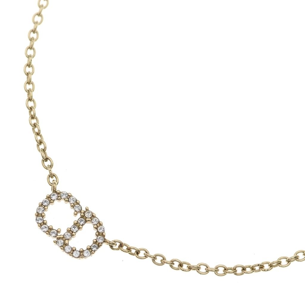 TIFFANY & Co. (ティファニー) CDロゴ ラインストーンネックレス ペンダント チェーン ゴールド GP