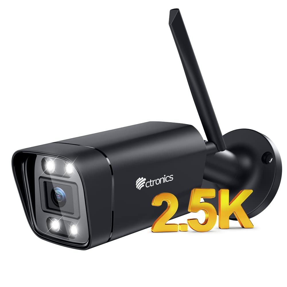 Ctronics 防犯カメラ 屋外 400万画素 2.5K ナイトカラー wifi ヒューマン検知 業界最高IP67防水 5DBi強化アンテナー 動体検知 常時録画 録画 アラーム通知 双方向音声 遠隔操作 iOS/Android/Windo d2382028