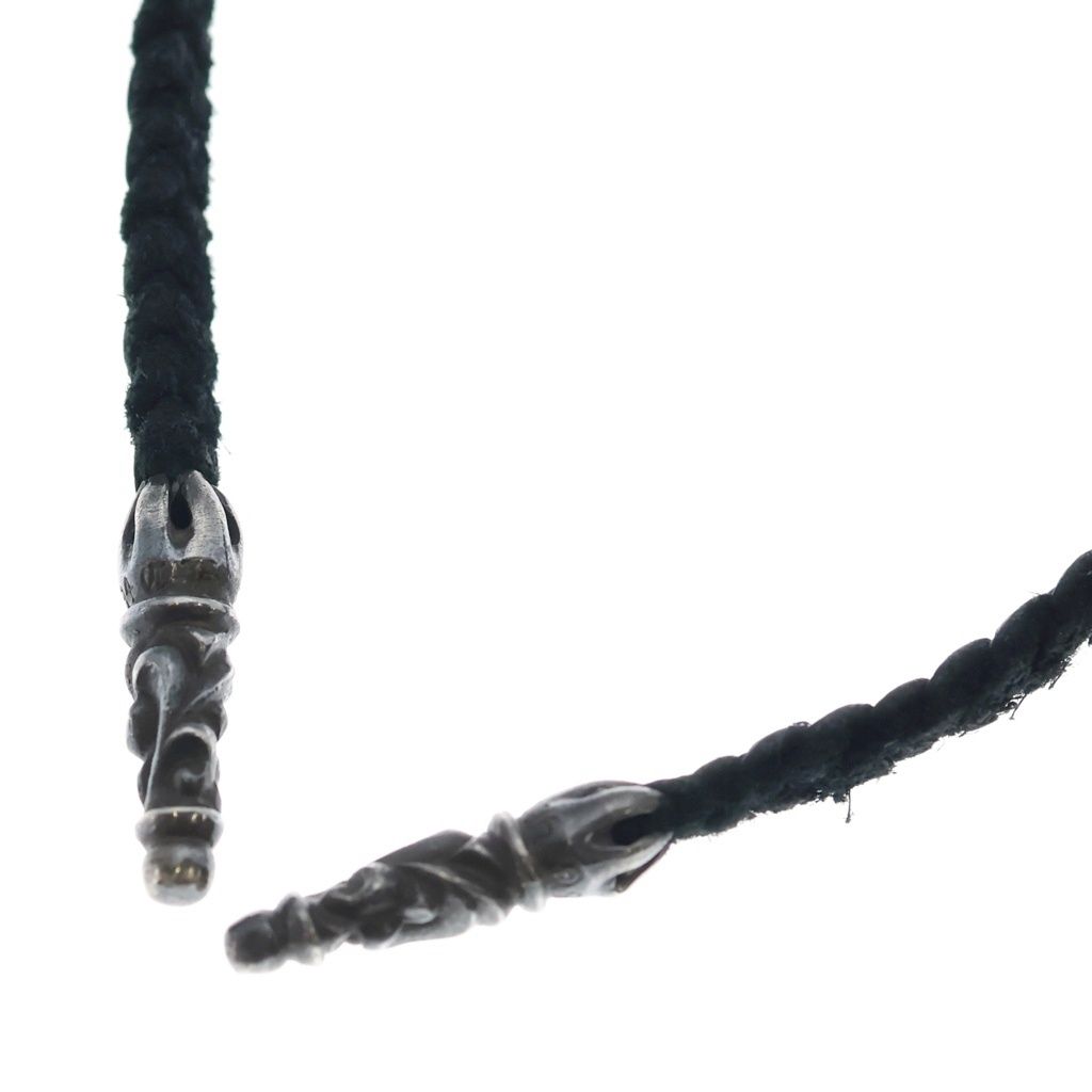 CHROME HEARTS (クロムハーツ) LEATHER BRAID SCROLL ネックレス レザーブレイドネックレス ブラック/シルバー BCA377
