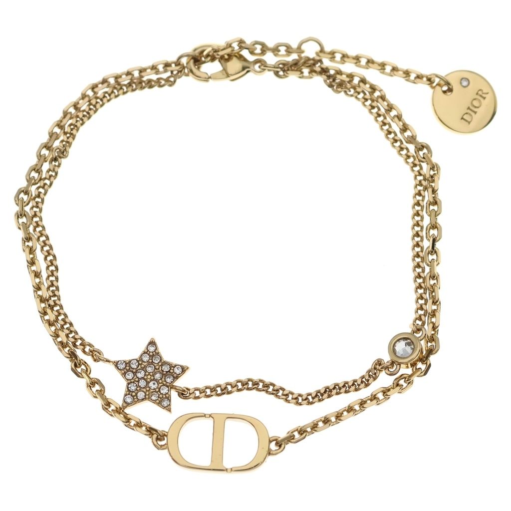 DIOR (ディオール) PETIT CD ダブルチェーンブレスレット ゴールド