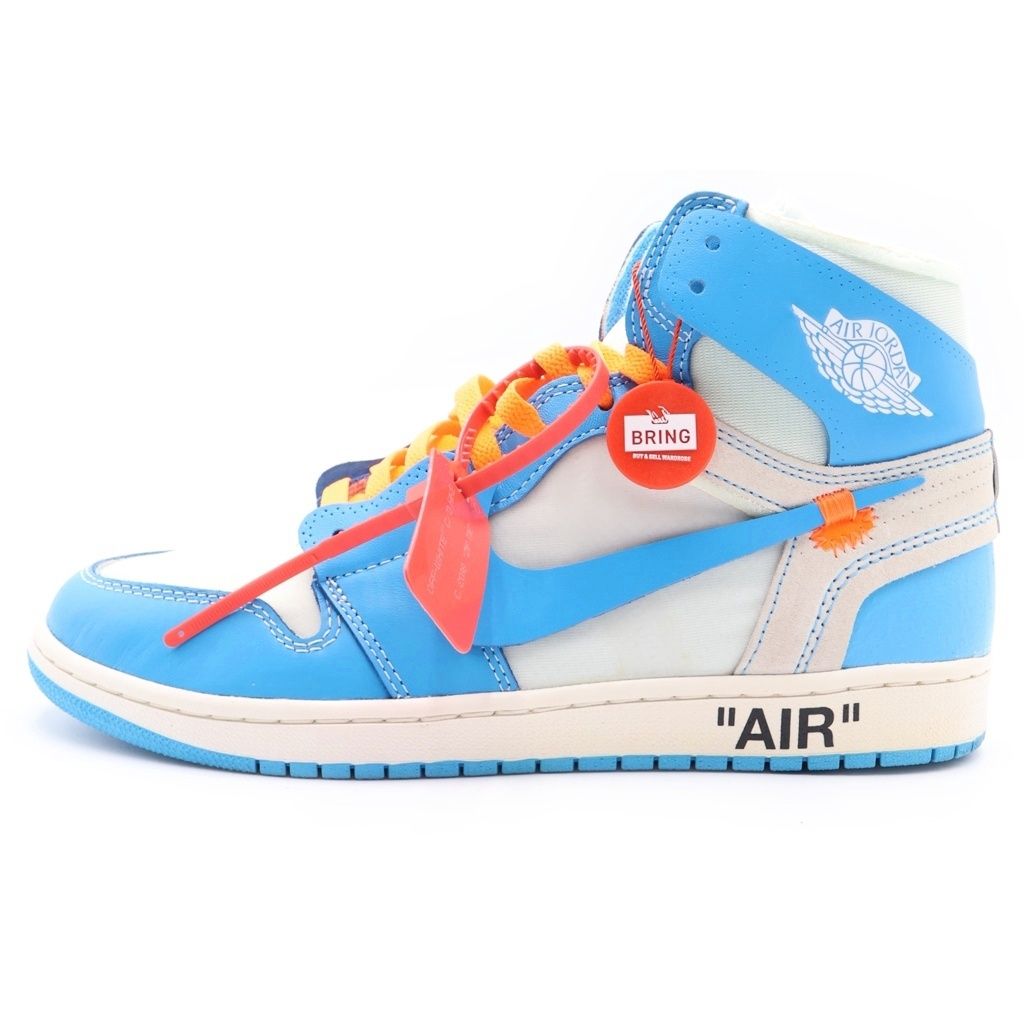 NIKE (ナイキ) ×OFF-WHITE AIR JORDAN 1 POWDER BLUE UNC AQ0818-148 オフホワイト エアジョーダン1 パウダーブルー ハイカットスニーカー US9.5/27.5cm ホワイト/ブルー
