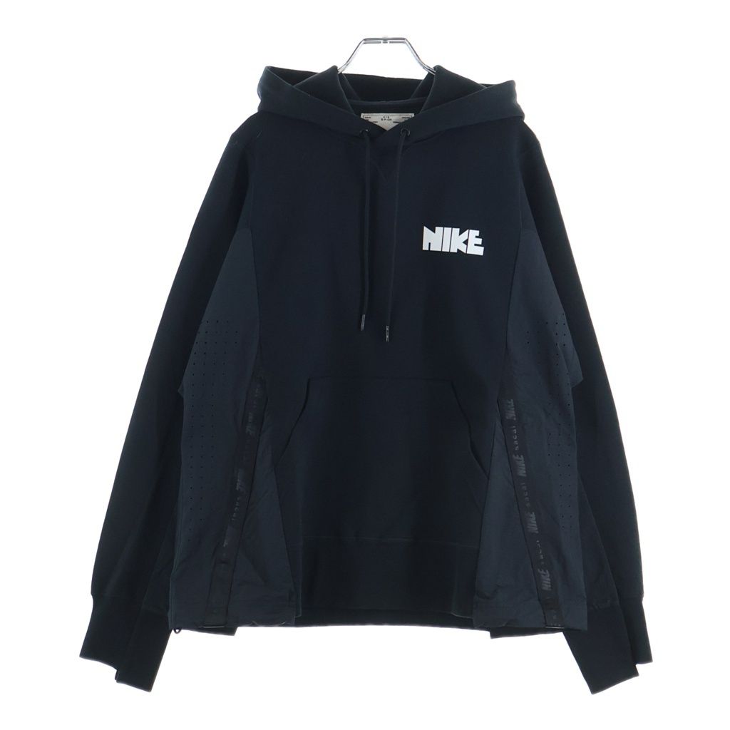 NIKE (ナイキ) 20AW ×sacai NRG PULLOVER HOODIE ナイロン切替 プルオーバーフーディー パーカー ブラック CZ4695-100