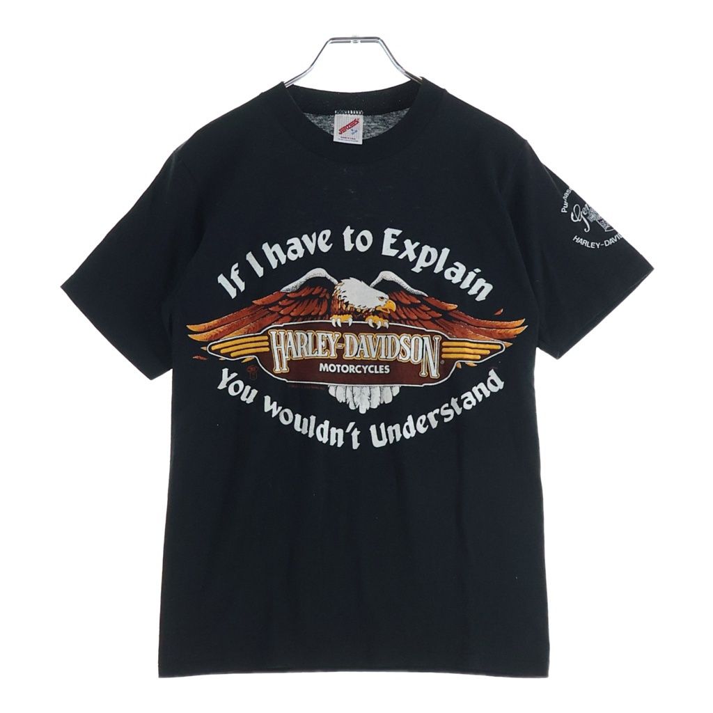 VINTAGE (ヴィンテージ) 80S VINTAGE HarleyDavidson ハーレーダビッドソン イーグル&シールドプリントTシャツ 半袖カットソー ブラック
