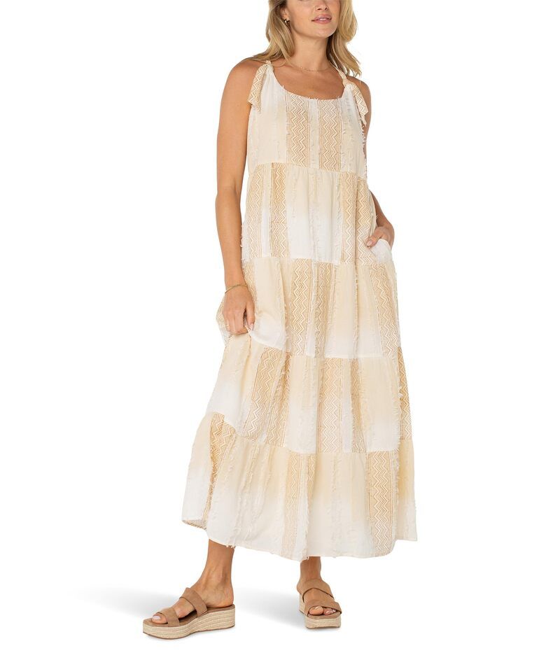 リヴァプール ロサンゼルス レディース トップス ワンピース マキシワンピース マキシ Liverpool Los Angeles Tie Strap Easy Fit Woven Maxi Dress Brown Cream Ch クリーム