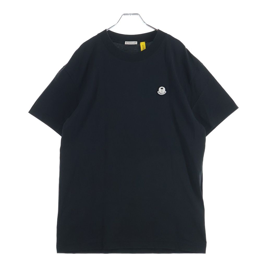 MONCLER GENIUS (モンクレール ジーニアス) 23AW ×PALM ANGELS SS T-SHIRT パームエンジェルス ロゴワッペン クルーネック半袖Tシャツ カットソー ブラック I209L8C00003