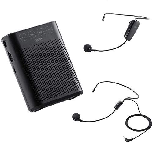 サンワダイレクト 拡声器 ワイヤレス 有線マイク付 ハンズフリー 小型 10W USB充電式 2人同時使用OK 400-SP079 国内発送 2f836f5b