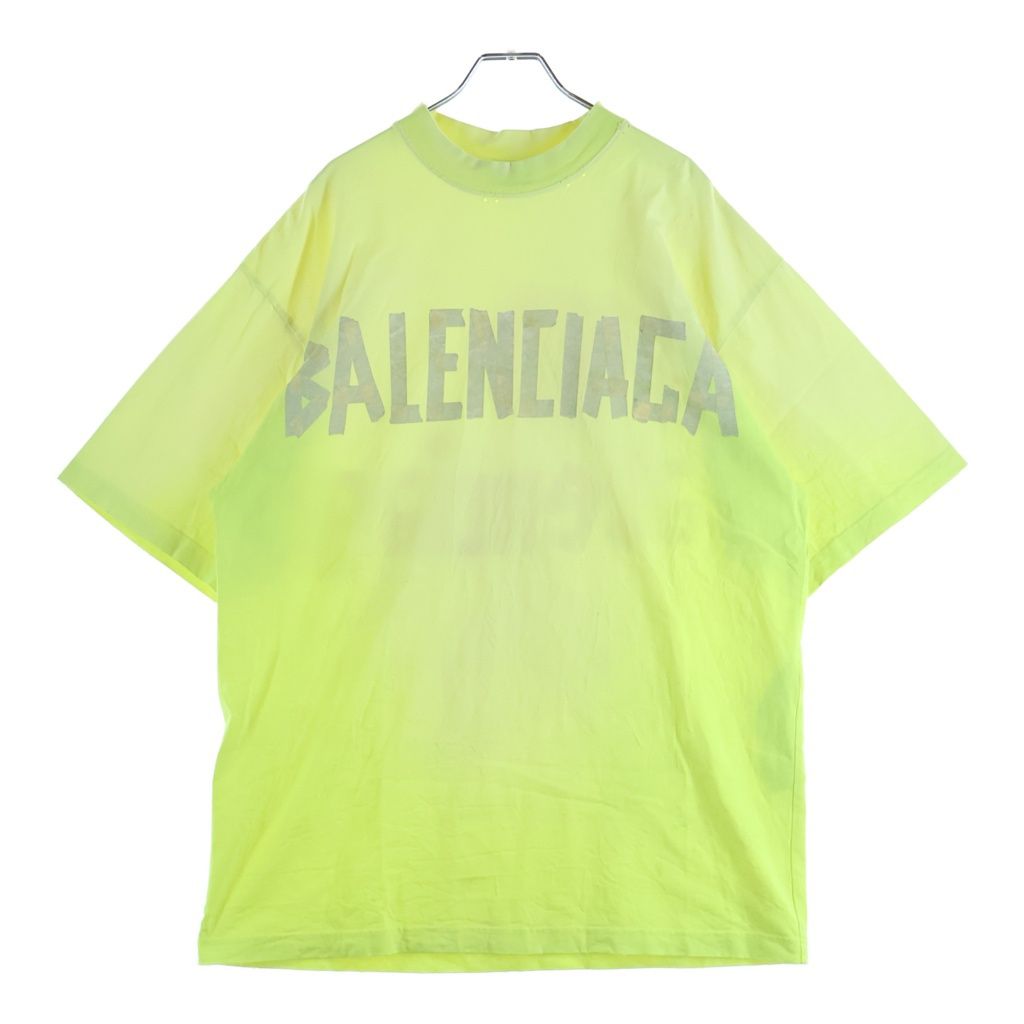 BALENCIAGA (バレンシアガ) 23SS Tape Type-Tshirt フロントロゴ 半袖Tシャツ イエロー 739784 TOVA9