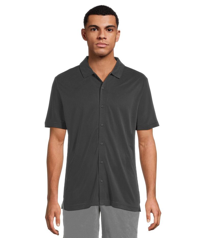ジョンストンアンドマーフィー メンズ トップス シャツ ヴィンテージ Johnston Murphy Vintage Birdseye Short Sleeve Button Dow Black ブラック