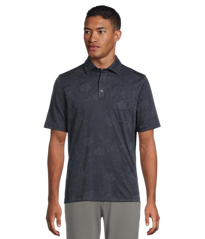 ジョンストンアンドマーフィー メンズ トップス シャツ ポロシャツ ニット Johnston Murphy Paisley Knit Jacquard Polo Navy ネイビー 14,045円