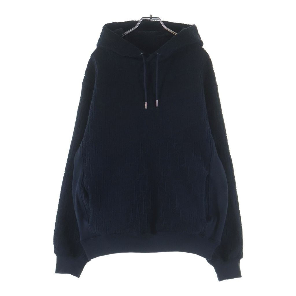 DIOR (ディオール) 22SS 総柄 オブリーク ジャガード プルオーバーフーディー パーカー スウェット ネイビー 113J631A0684
