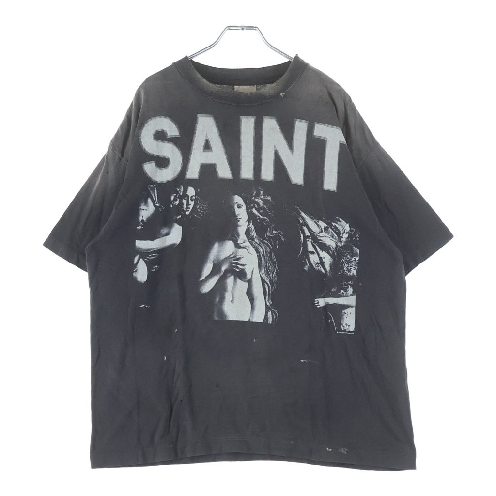 SAINT MICHAEL (セントマイケル) 25AW SS TEE SAINT MARIA セントマリア フロントプリント 半袖Tシャツ カットソー ブラック SM-HR1-0000-004