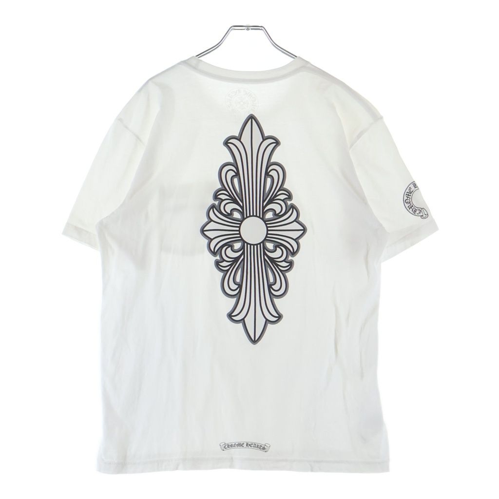 CHROME HEARTS (クロムハーツ) FLORAL CROSS T-SHIRT フローラルクロス プリントTシャツ 半袖カットソー ホワイト