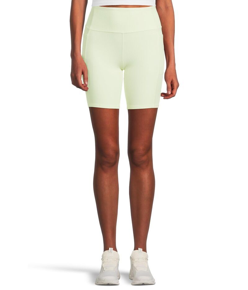 スケッチャーズ レディース ボトムス ハーフパンツ・ショーツ ハイウエスト リブ ショートパンツ SKECHERS Go Walk Ribbed High Waist 8 inch Bike Shorts Lime Cream クリーム