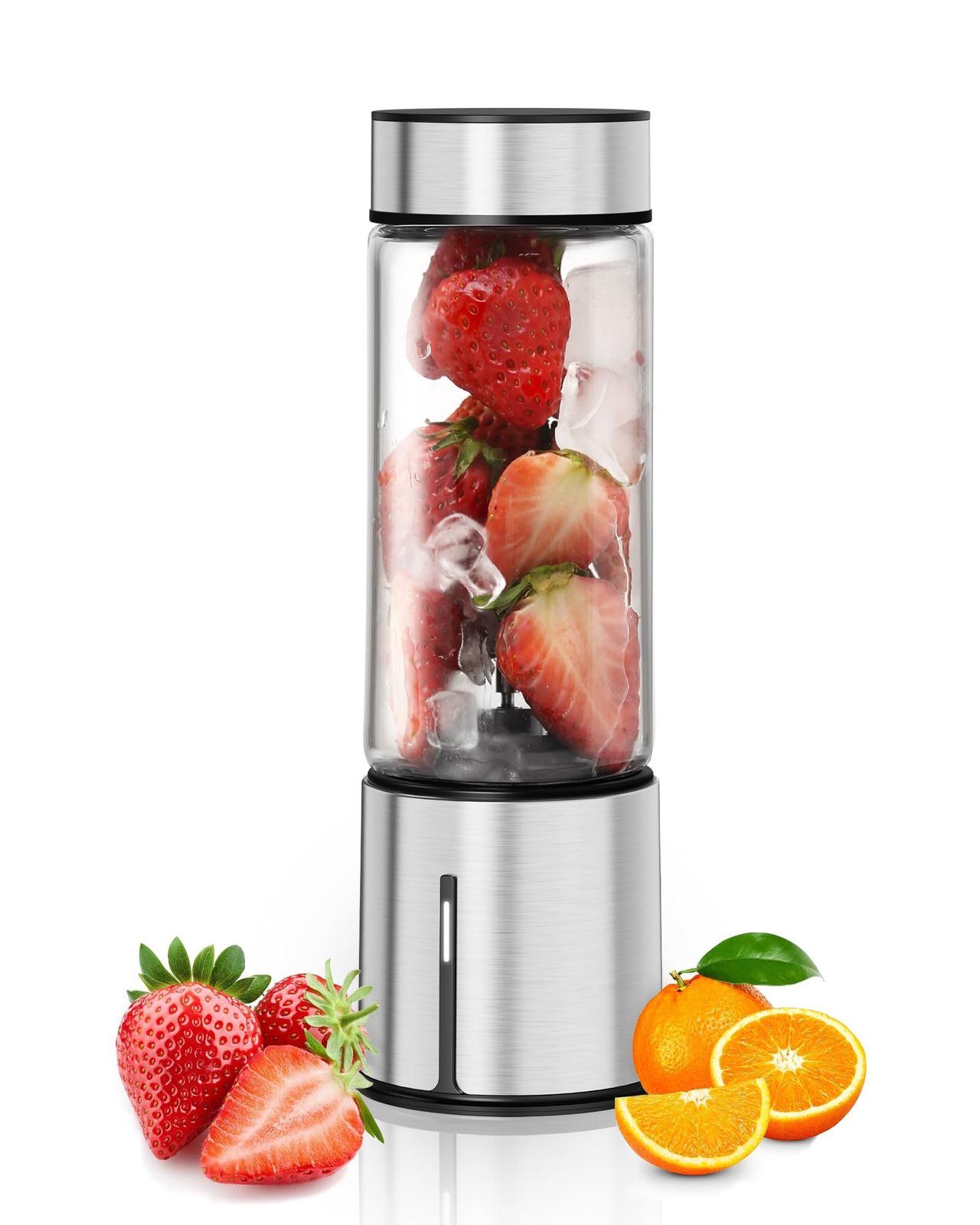Poroki ミキサー スムージー 氷も砕ける ジューサー 小型 静音 ガラス容器 無臭無味 450ml 6000mAh 278W ハイパワー 30000RPM 高速回転 1台多役 6枚刃 スムージー ブレンダー 野菜 果物 ジュース 離乳食用 栄養補充 1