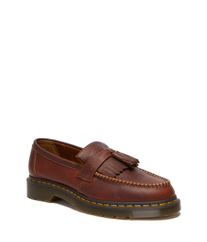 ドクターマーチン メンズ シューズ スリッポン・ローファー レザー Dr Martens Adrian Yellow Stitch Leather Loafers Cashew イエロー