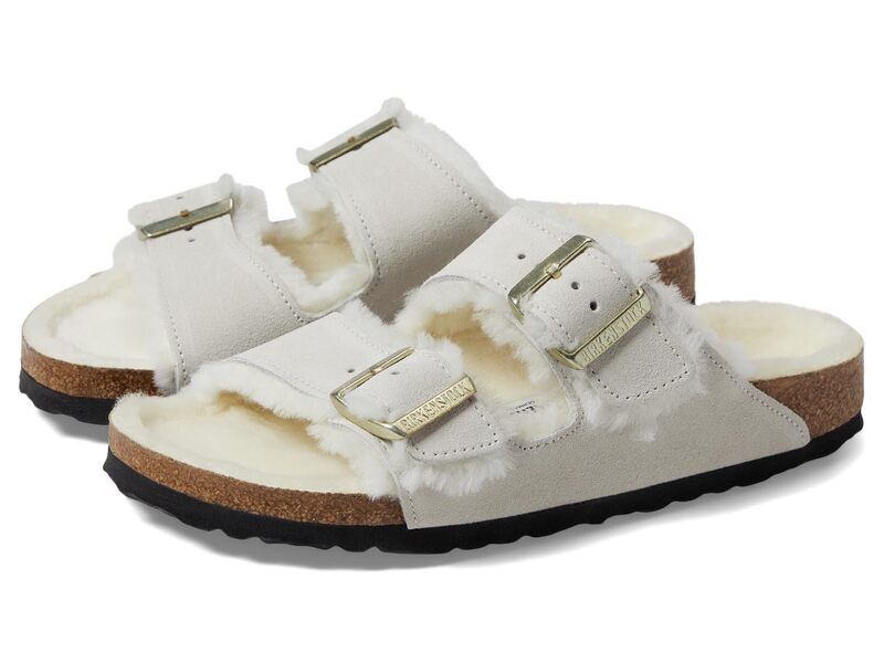ビルケンシュトック レディース シューズ サンダル スエード Birkenstock Arizona Shearling Suede Antique WhiteA ホワイト
