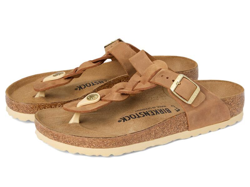 ビルケンシュトック レディース シューズ サンダル レザー Birkenstock Gizeh Braided Oiled Leather Cognac Oiled Le