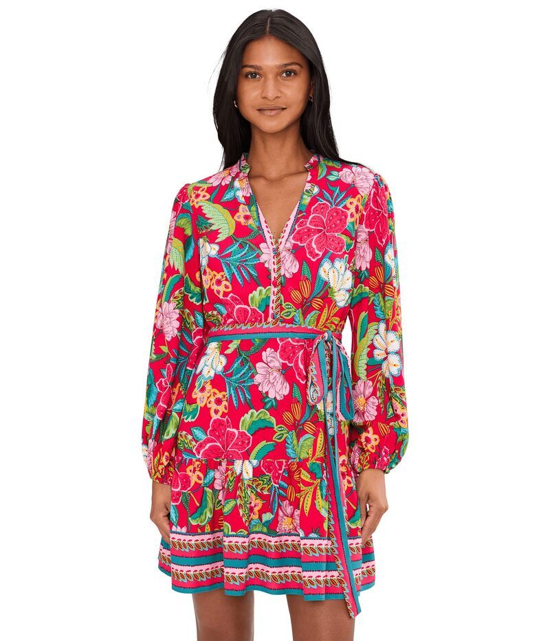 アドリアナ パペル レディース トップス ワンピース プリント Adrianna Papell Short Printed Rayon Dress Red Multi レッド