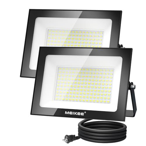 MEIKEE【80W 超薄型 2個セット】LED投光器 作業灯 超高輝度 昼光色 6500K 8000LM 省エネ 豪雨対応 IP66防水 800w相当 5万時間点灯可能 13年間耐久度 省エネ 120°広角 看板灯 駐車場 ガレージ 体育館 e4d8f696