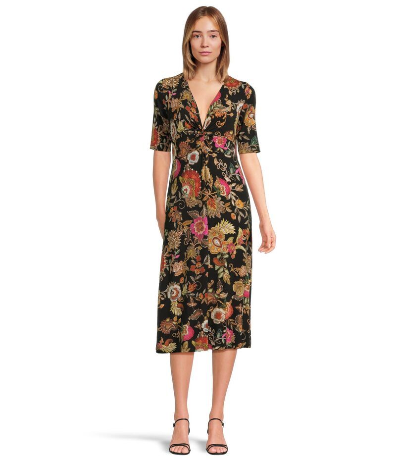 ジョニーワズ レディース トップス ワンピース ミディ Johnny Was The Janie Favorite Twist Front Midi Swing Dress L Lowriblk