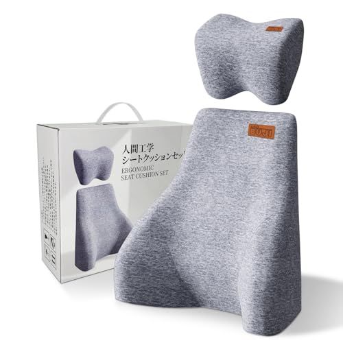 コブキBUJI【2026年新色】 腰 クッション ヘッドレスト セット 人間工学設計 3D立体形状 高密度メモリーフォーム 車 セット 腰痛 カークッション 運転席 腰痛対策 長距離ドライブ 便利グッズ ランバーサポート ネックパッド 車 ア fdb3732f｜詳細画像