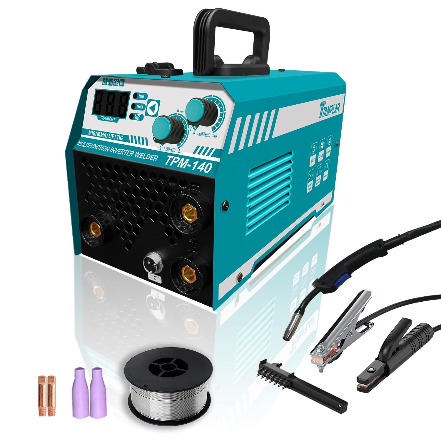 ☆新品☆溶接機 半自動 100V ノンガス MIG/MMA/リフトTIG インバーター mig140 コンパクト 軽量 50/60Hz 家庭用 日本語説明書 (TPM140) f8572a02