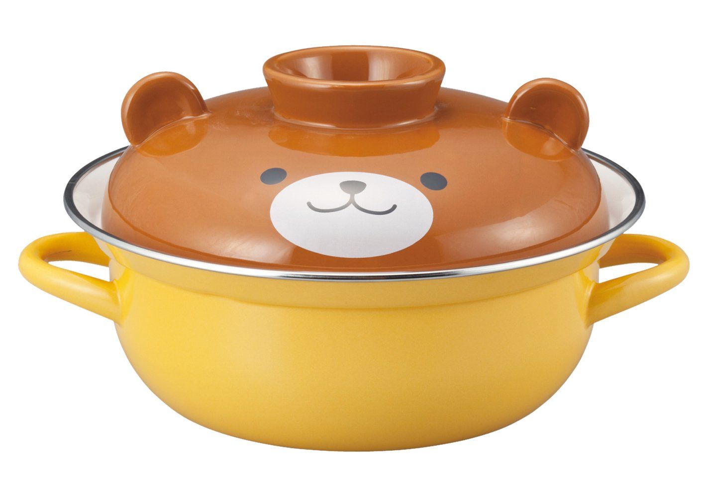新品 サンアート かわいい食器 「 アニマル 」 くまのホーロー 両手鍋 31cm イエロー san2420