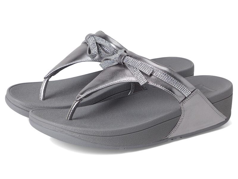フィットフロップ レディース シューズ サンダル レザー FitFlop Lulu Glitzbow Leather Toepost Sandalsilvereen