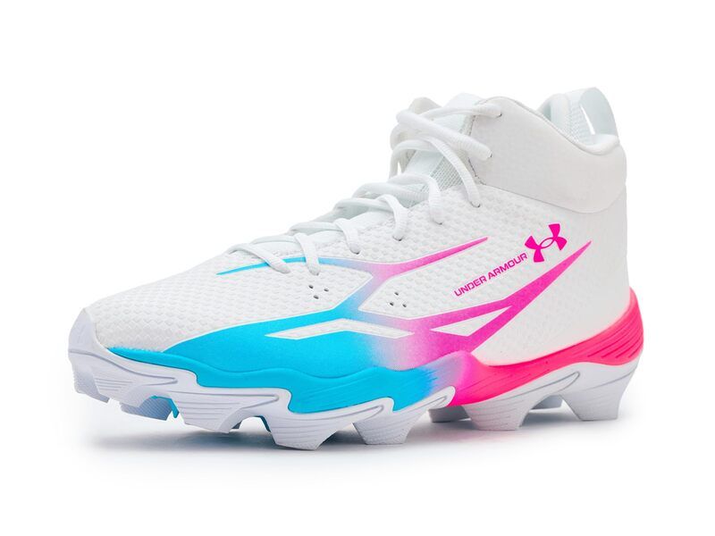 アンダーアーマー メンズ シューズ スニーカー Under Armour Spotlight Hammer Football Cleats WhiteFresco Bl ホワイト