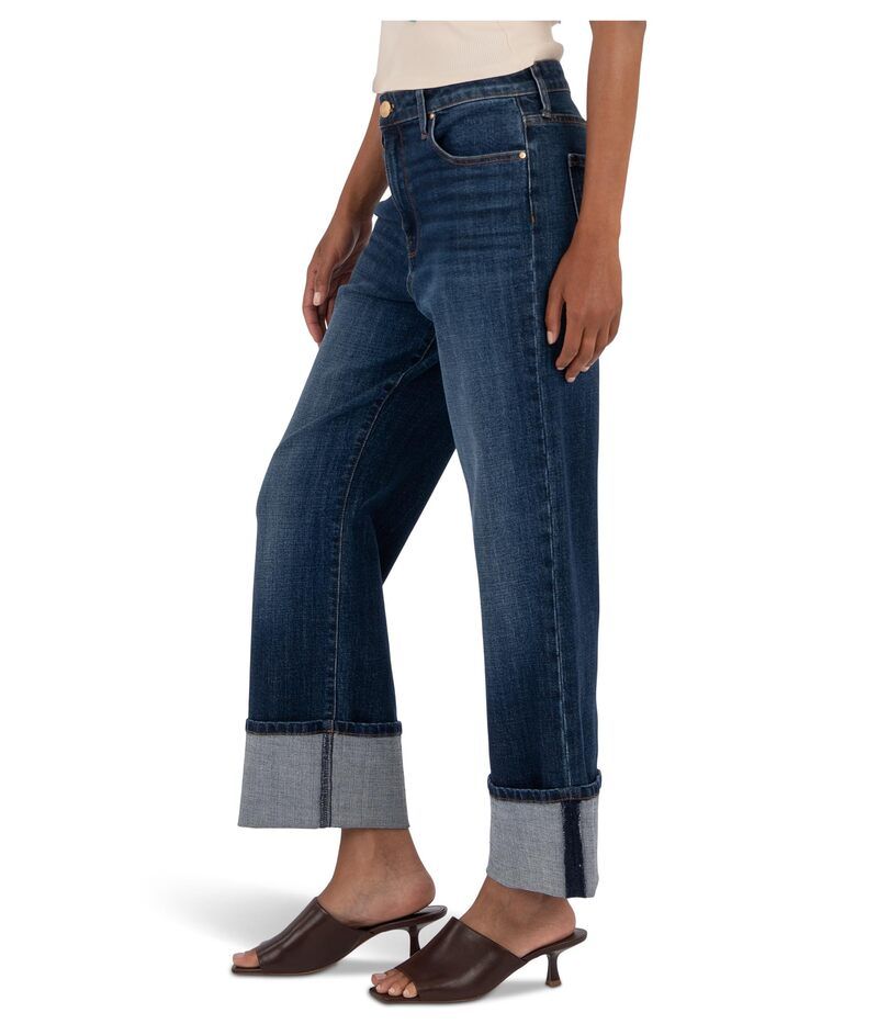 カットフロムザクロス レディース ボトムス デニムパンツ ストレート KUT from the Kloth Sienna HighRise Straight LegRoll Up 5 in Clarity Clarity