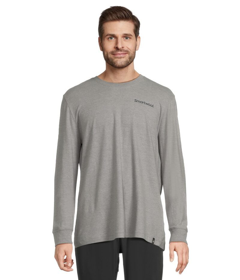 スマートウール メンズ トップス シャツ Tシャツ グラフィック Smartwool Gondola View Long Sleeve Graphic Tee Light Gray Heat グレー