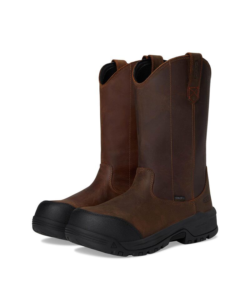 キーン レディース シューズ ブーツ・レインブーツ KEEN Utility Evanston PullOn Waterproof Boot CarbonFiber Toe BisonBlack ブラック