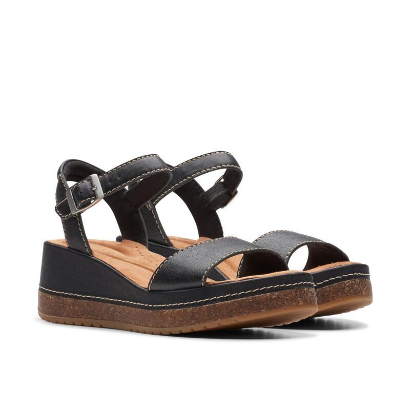 クラークス レディース シューズ サンダル Clarks Kassanda Lily Black Leather ブラック