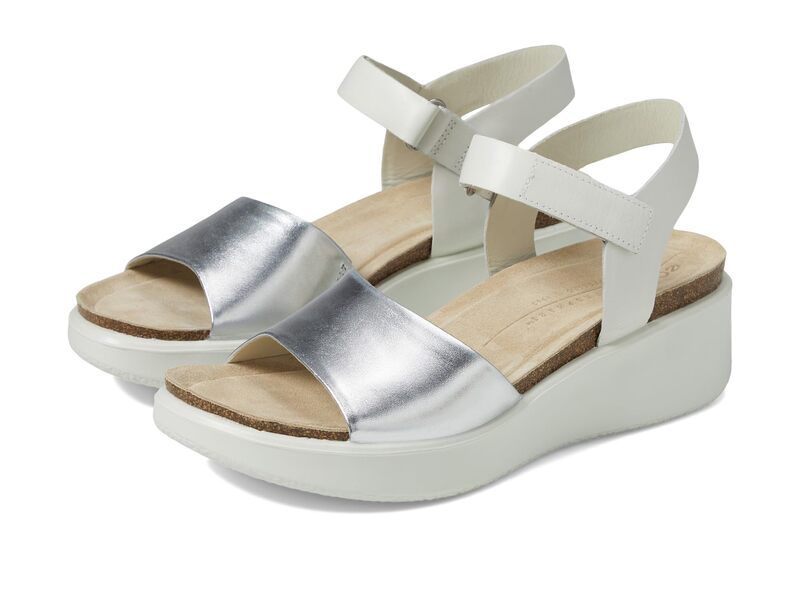エコー レディース シューズ ヒール サンダル ECCO Flowt Wedge Cork Sandal SilverWhite ホワイト