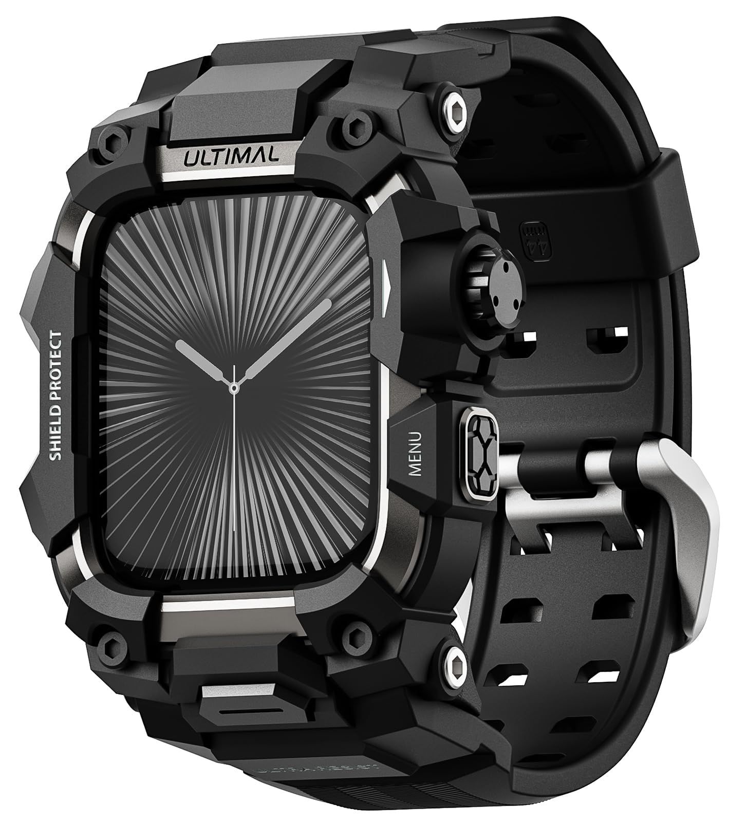 ULTIMAL に対応 Apple Watch Series 11/10(46mm)用 バンド一体型保護ケース TPU 耐衝撃 高耐久 通気性 簡単装着 スポーツ/アウトドア向け ブラックp aa2e023e ULTIMAL に対応 Apple Watch Series 11/10(46mm)用 バンド一体型保護ケース TPU 耐衝撃 高耐久 通気性 簡単装着 スポーツ/アウトドア向け ブラックp aa2e023e