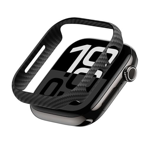 【超軽量】PITAKA Apple Watch ケース 42mm 軽量 極薄 全面保護 傷つきにくい 600Dアラミド繊維 カーボン風 デザイン 脱着簡単 Air Case 黒/グレー柄(Apple Watch 11/10対応)p 5fccee40