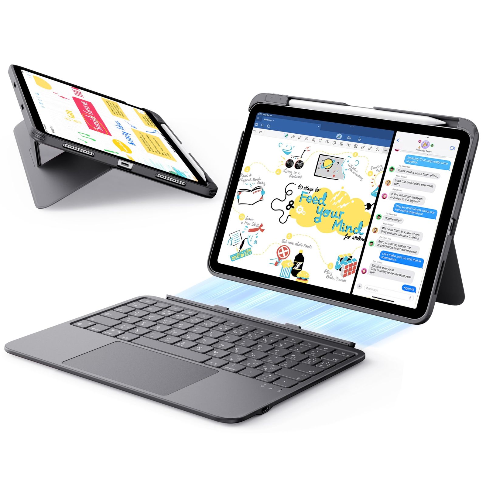 ESR iPad 第11世代(A16, 2025)/第10世代 Flex キーボードケース、iPad 10.9 用超軽量マグネット着脱式キーボード、書き込み/表示モード付き、大型精密トラックパッド、ダークグレー、日本語版p 10d3863a ESR iPad 第11世代(A16, 2025)/第10世代 Flex キーボードケース、iPad 10.9 用超軽量マグネット着脱式キーボード、書き込み/表示モード付き、大型精密トラックパッド、ダークグレー、日本語版p 10d3863a