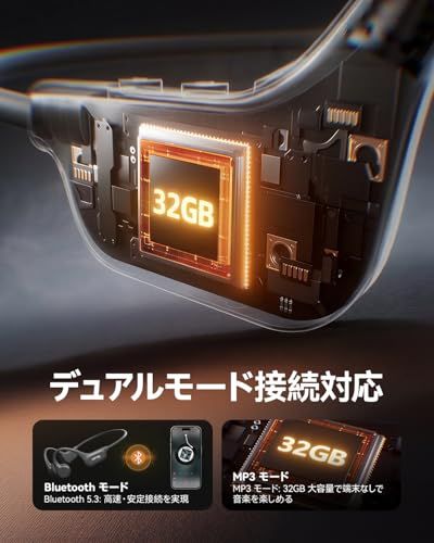 Sanag 骨伝導イヤホン ワイヤレスイヤホン 増強技術、極限の快適さ オープンイヤー 耳を塞がない Bluetooth 32GBメモリ内蔵 IP68防水・防塵 8時間連続再生 吸着急速充電 マイク付き ながら聞き最適 技適認証済み (ブラッ 558e1bdf
