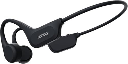 Sanag 骨伝導イヤホン ワイヤレスイヤホン 増強技術、極限の快適さ オープンイヤー 耳を塞がない Bluetooth 32GBメモリ内蔵 IP68防水・防塵 8時間連続再生 吸着急速充電 マイク付き ながら聞き最適 技適認証済み (ブラッ 558e1bdf